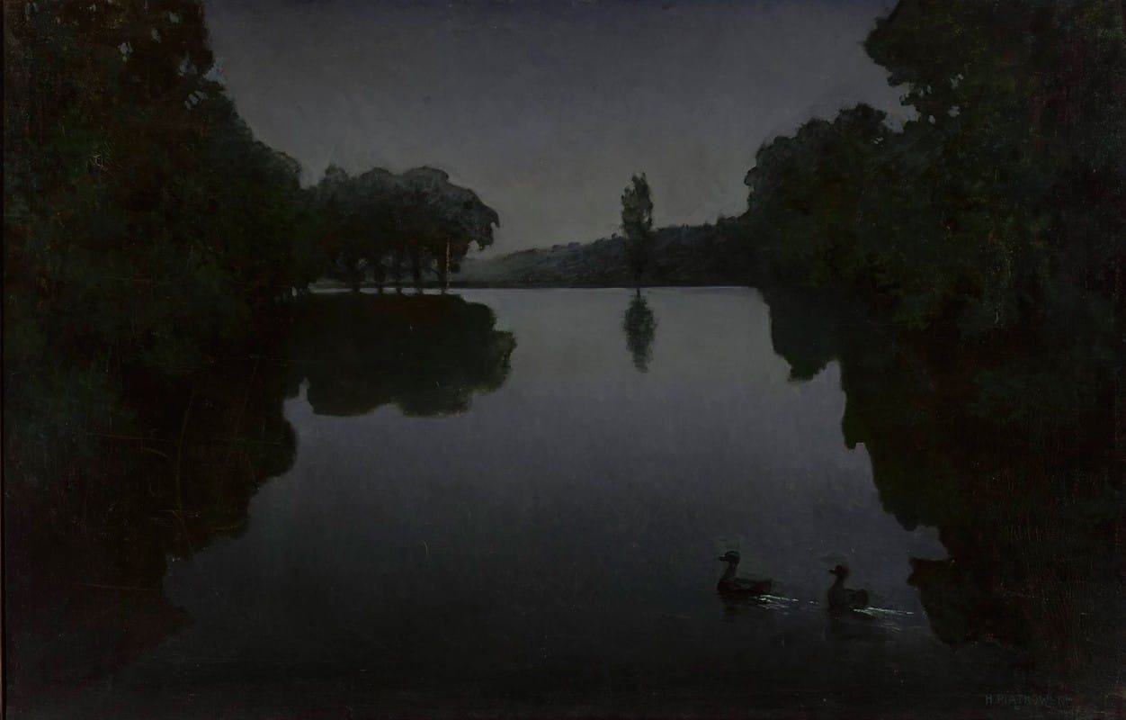 Henryk Piątkowski - Pond with ducks