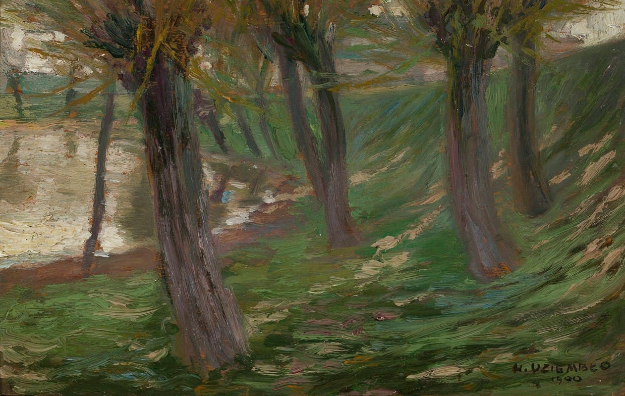 Henryk Uziembło - Willows at a pond