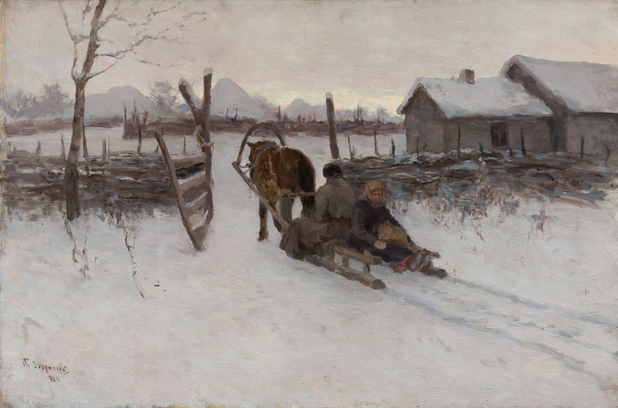 Tit Dvornikov - Farmyard with the sleigh
