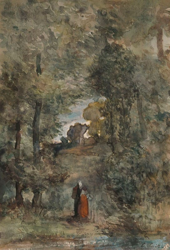 Eugène Smits - Forest Landscape with a Female Figure