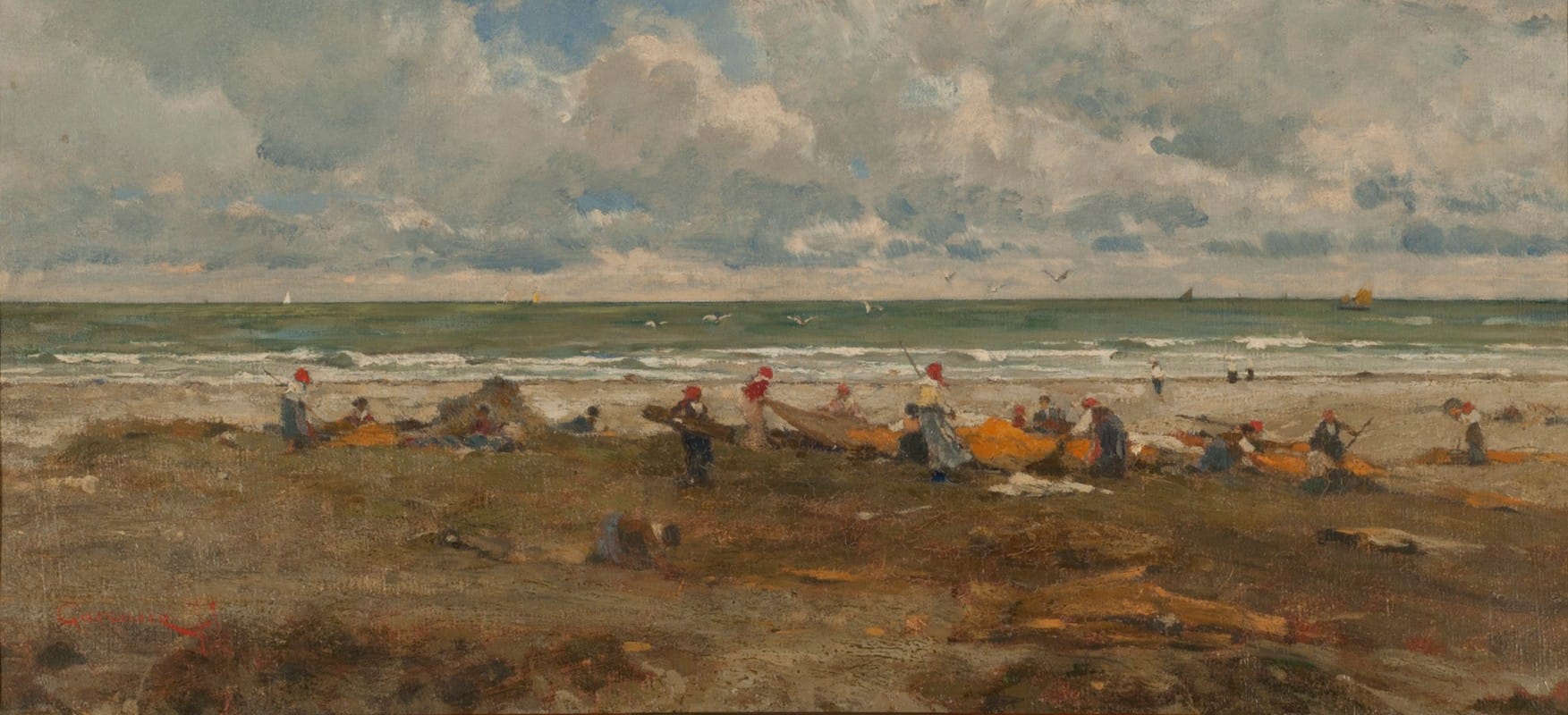 Filippo Carcano - Fishermen on the beach