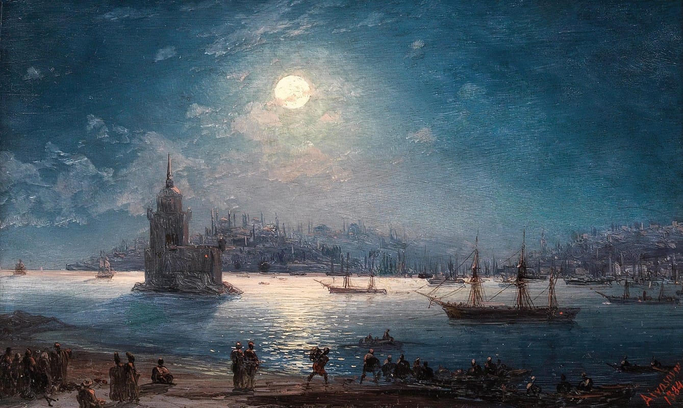 Ivan Konstantinovich Aivazovsky - A View of the Bosporus with the Hagia Sophia and the Maiden’s Tower in the Moonlight