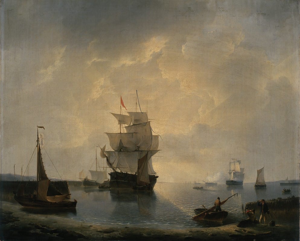 Petrus Johannes Schotel - Sailing Ships in the Harbour