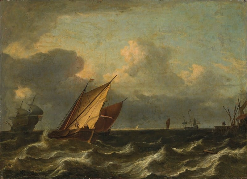 Aernaut Smit - Vessels sailing in choppy waters near a port