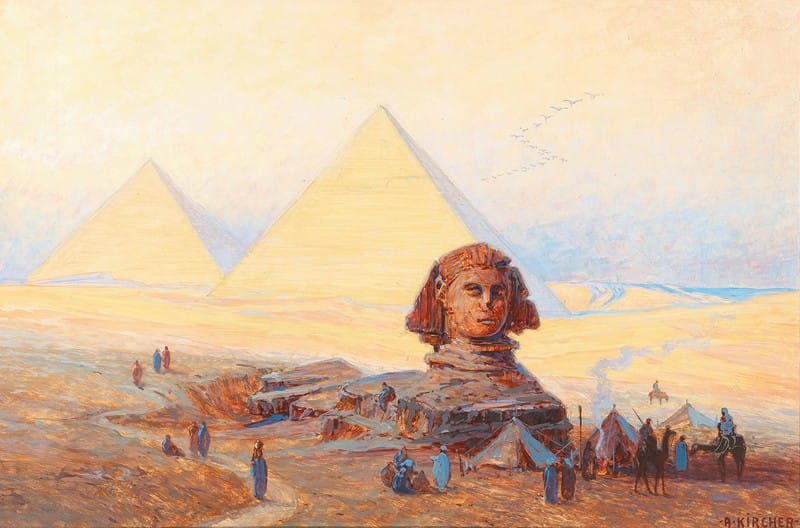Alexander Kircher - The Sphinx before the Pyramids of Giza