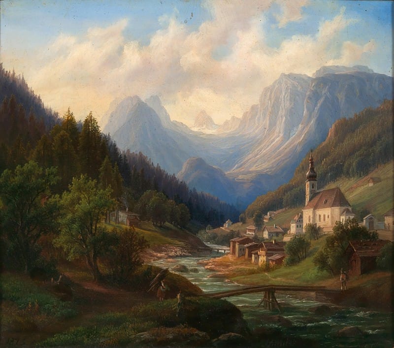 Anton Schiffer - Fernsicht von der Ramsau bey Berchtesgaden gegen den Hirschbühel und Mühlsturzhörner