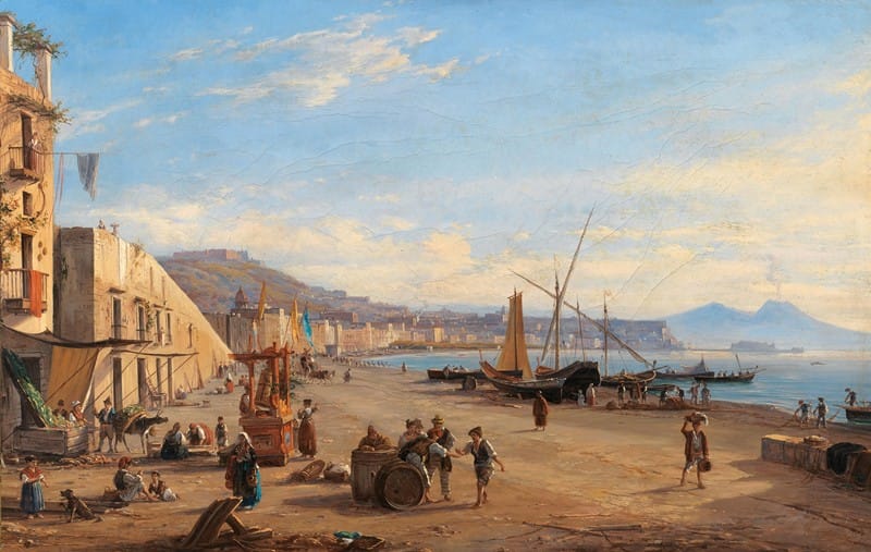 Anton Sminck van Pitloo - Naples, a View of the Riviera di Chiaia seen from Mergellina