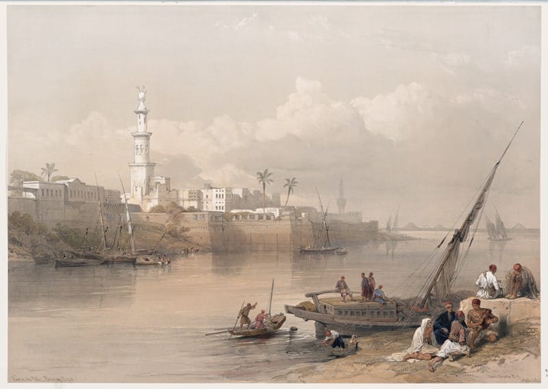 David Roberts - View on the Nile; ferry to Gizeh.
