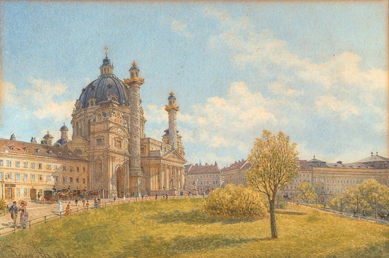 Franz Alt - A view of Saint Charles’s church with strollers