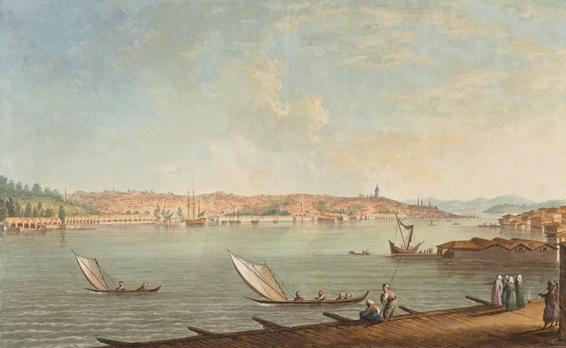 Giuseppe Maria Terreni - A view of the Bosphorus with Istanbul and the Galata tower in the background