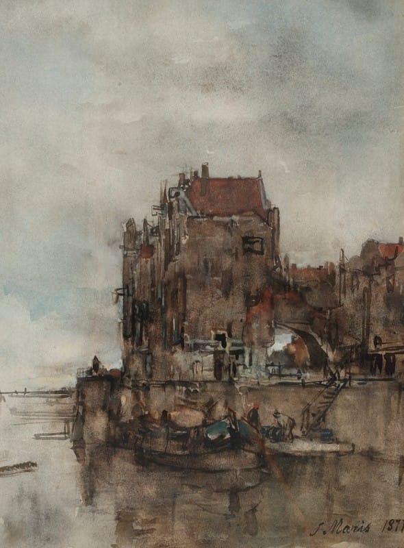 Jacob Maris - A view of the harbour in Dordrecht