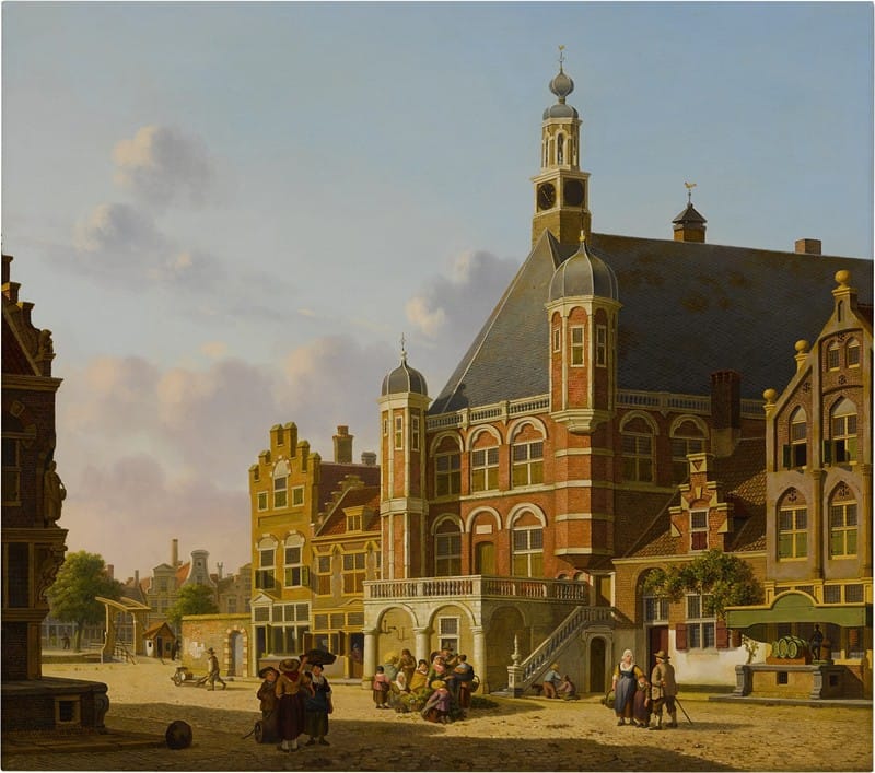 Jan Hendrick Verheyen - A Busy Town Square, Holland