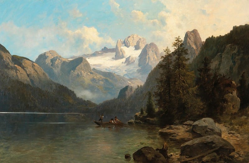 Josef Thoma - A View of the Dachstein Massif from Lake Gosau