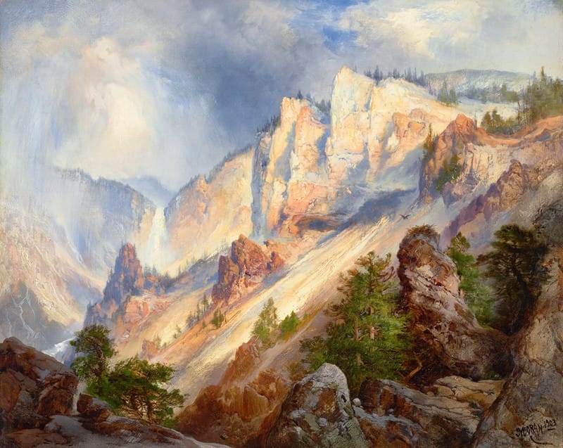 Thomas Moran - A Passing Shower in the Yellowstone Cañon