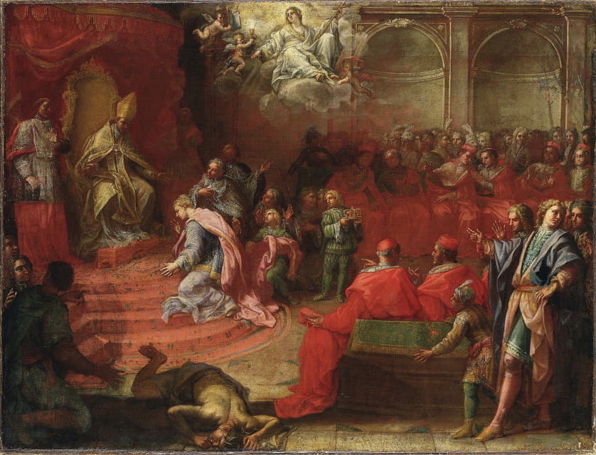 Angelo Trevisani - Allegori över drottning Kristinas underkastelse inför katolska kyrkan och påven Alexander VII