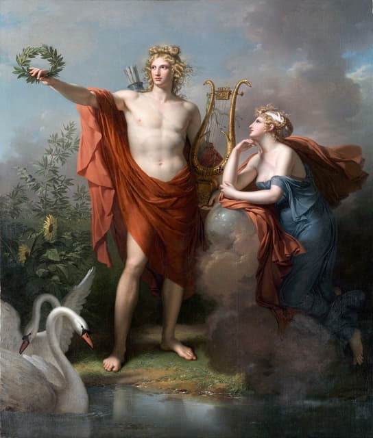 阿波罗，光之神，雄辩，诗歌和艺术与天文学缪斯乌拉尼亚