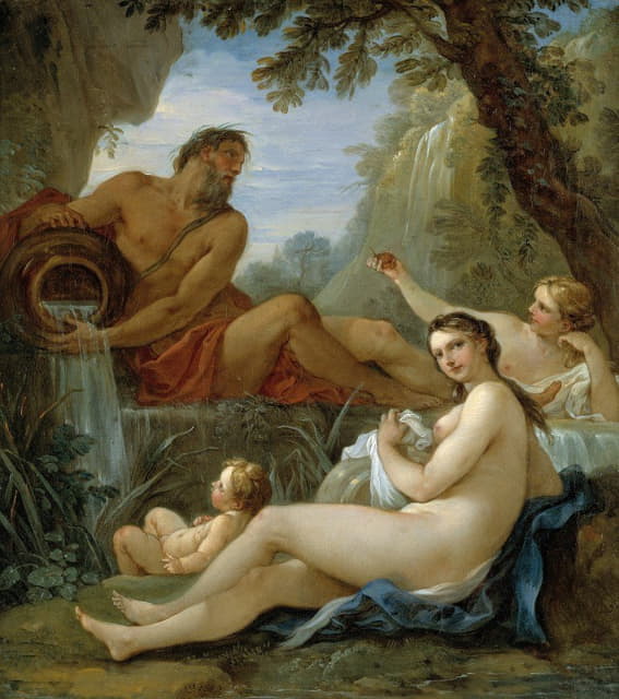 Charles-Joseph Natoire - A River and a Fountain Nymph