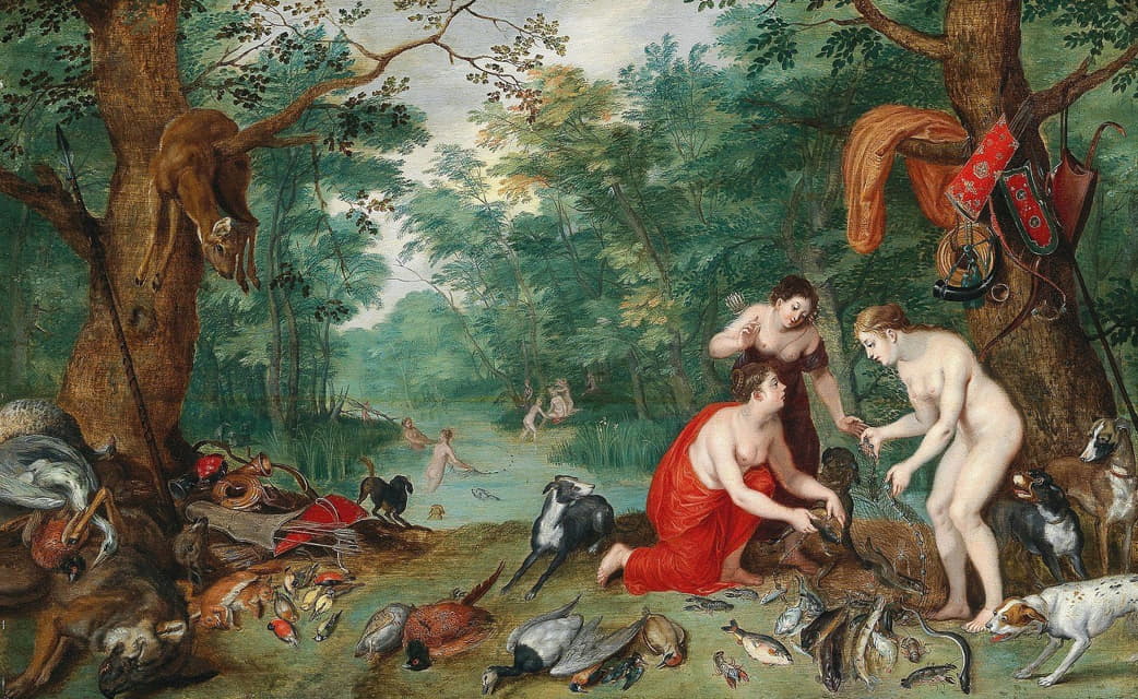 Jan Brueghel the Younger - Diana and her nymphs fishing