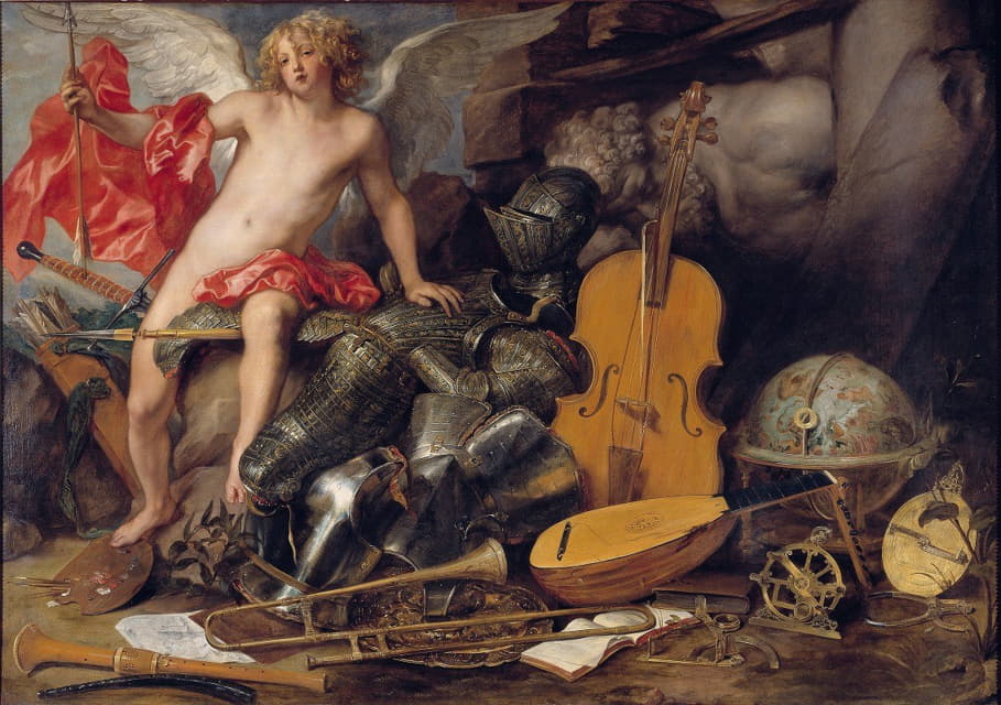 Thomas Willeboirts Bosschaert - Triumphant Cupid among Emblems of Art and War