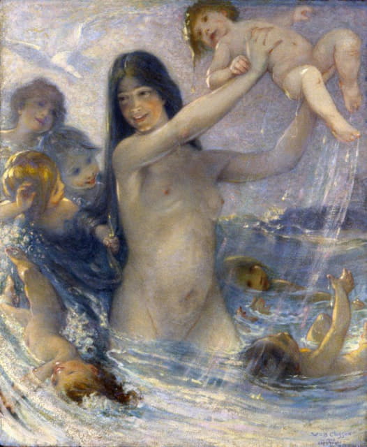 William Baxter Closson - Nymph and Water Babies At Play
