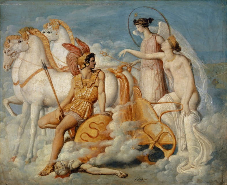 维纳斯被狄俄墨得斯打伤，返回奥林匹斯山
