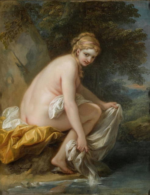 Charles-André van Loo - A Nymph At Her Bath