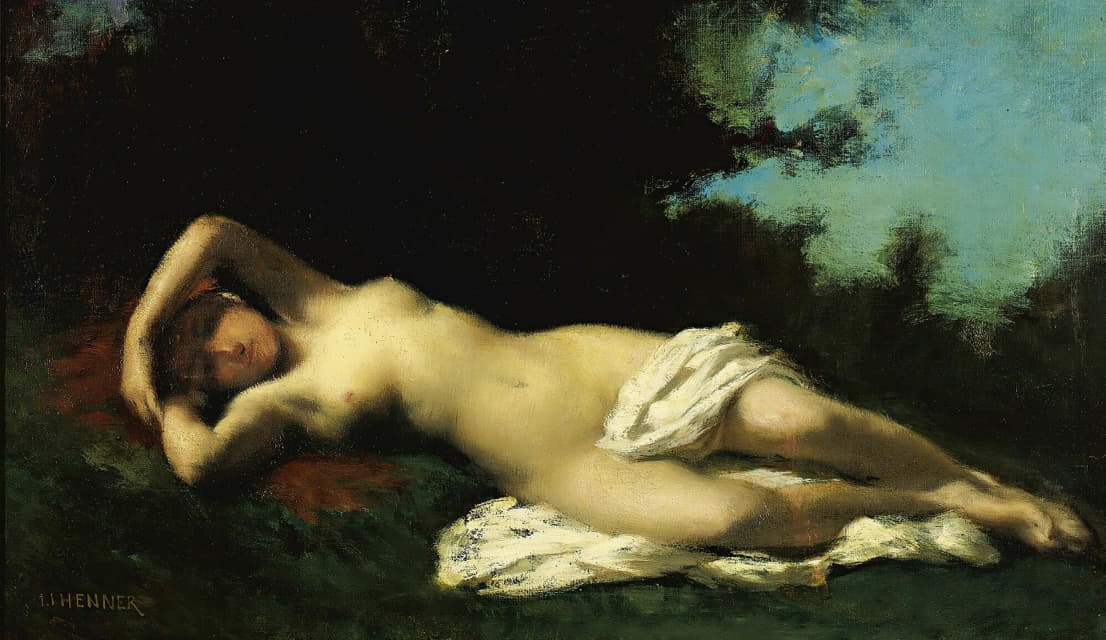 Jean-Jacques Henner - A Nymph In A Wooded Landscape