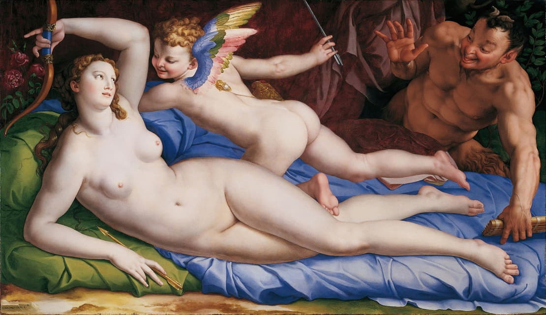 Agnolo Bronzino - Venus, Cupid And Satyr
