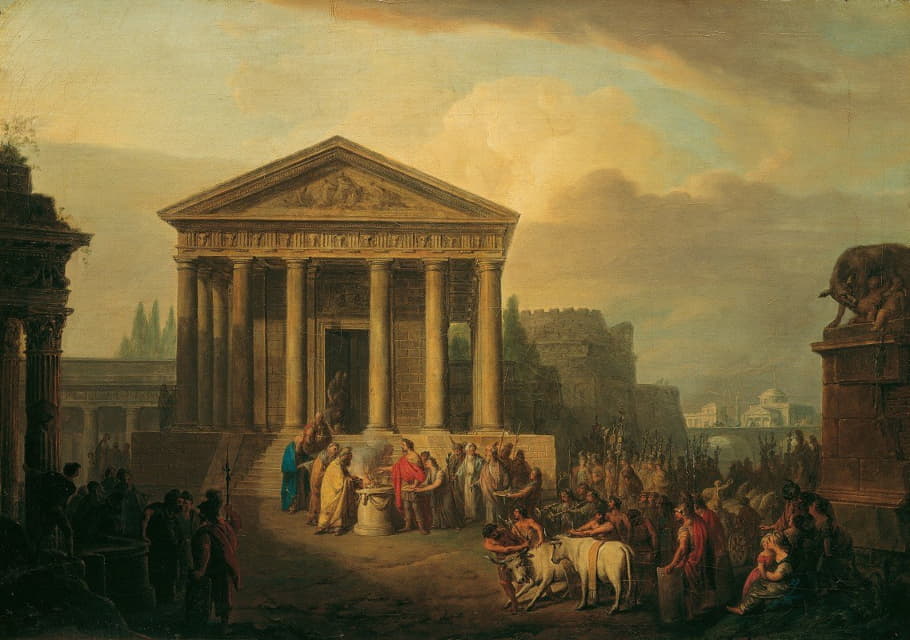 Vinzenz Fischer - Sacrifice In Front Of A Roman Temple