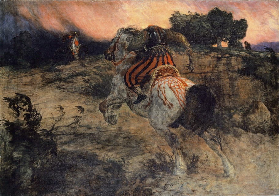 Arnold Böcklin - Astolf Riding Away with the Head of Orill