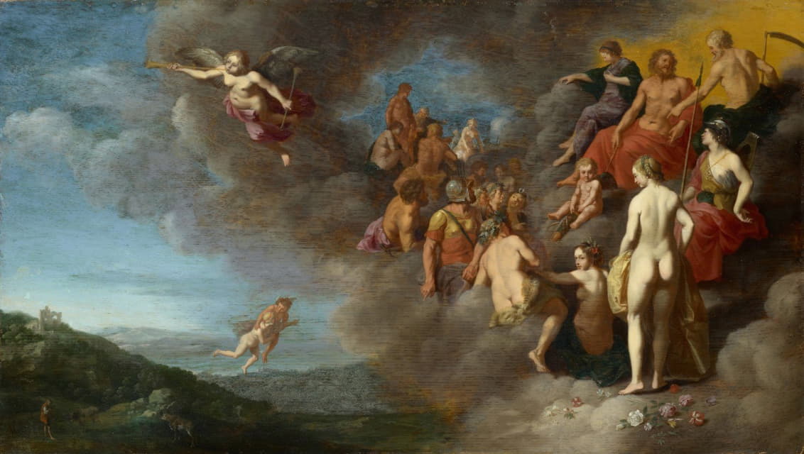 Cornelis Van Poelenburch - Psyche Is Carried to the Olympus by Mercury