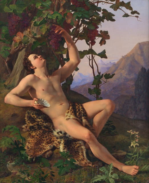 Heinrich Eddelien - A young faun picking grapes