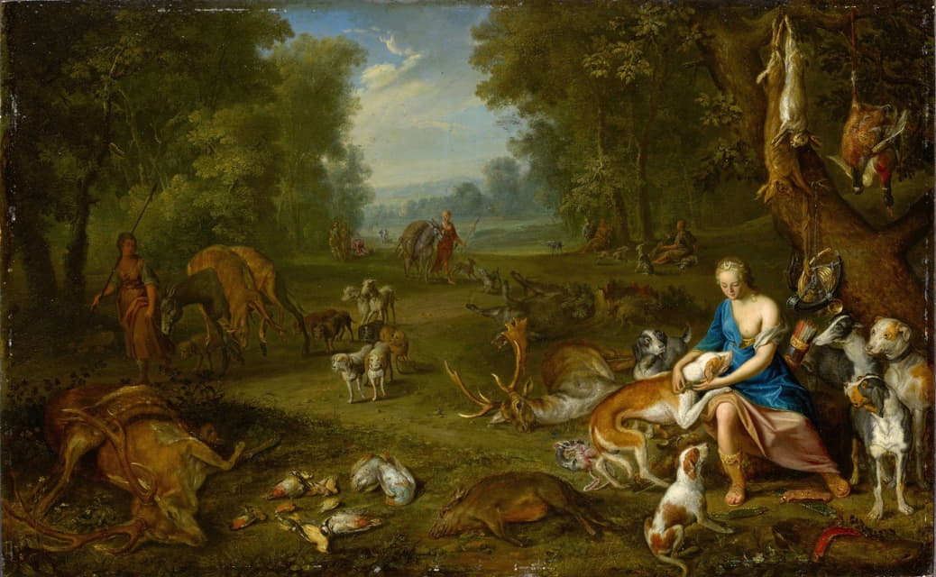 Hendrik van Balen - Landscape with Diana and her Bag