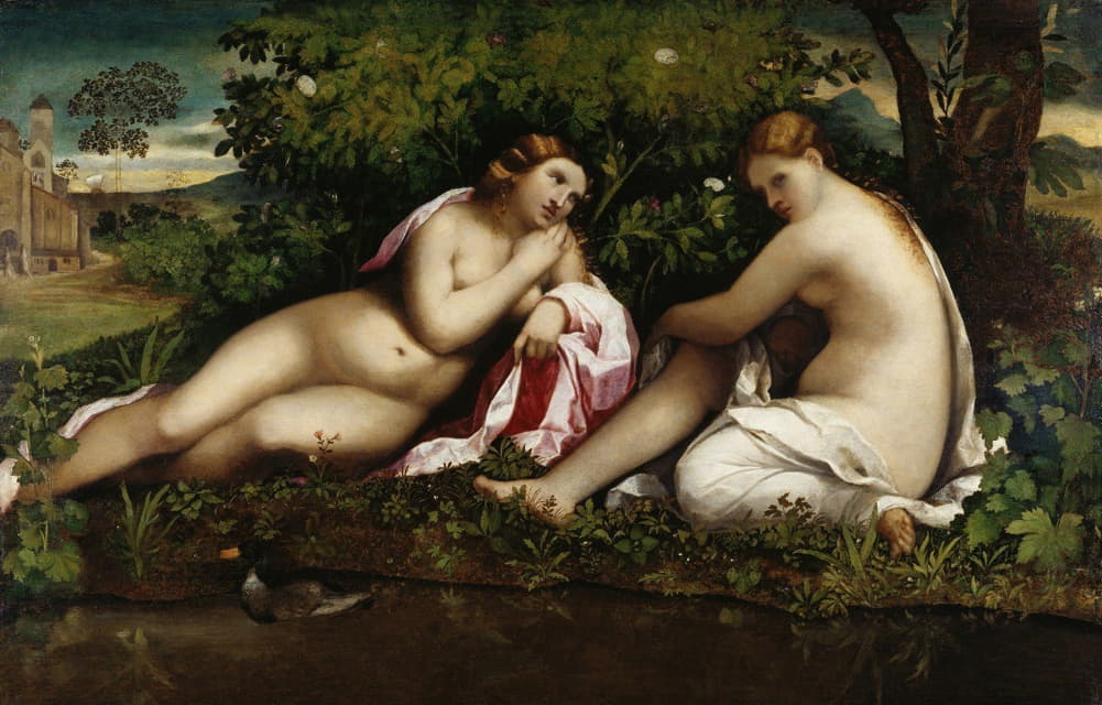 Jacopo Palma Il Vecchio - Two Nymphs at Rest