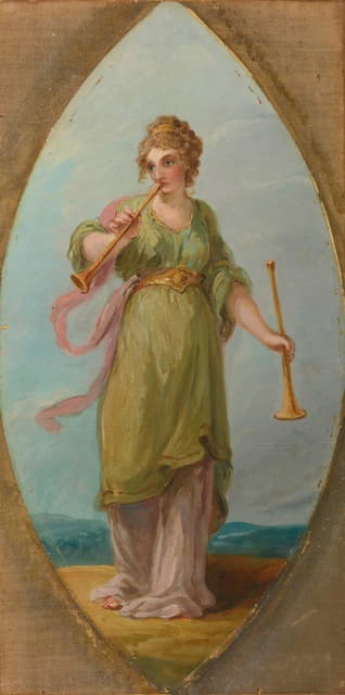 Circle of Angelica Kauffmann - Muse with two trumpets