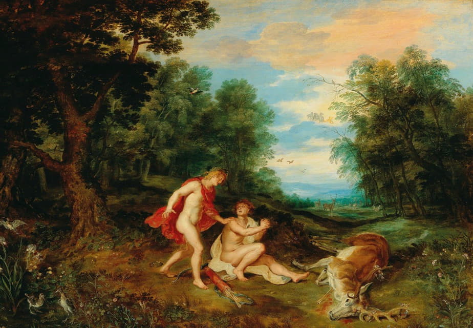 Jan Brueghel the Younger - Apollo comforting Cyparissus
