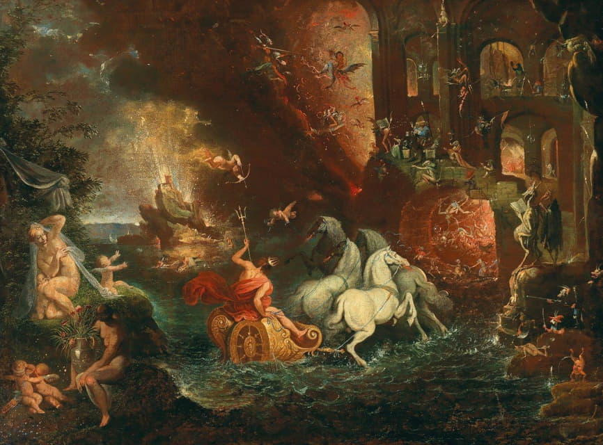 School of the Netherlands - A fantastical scene including Venus with Cupid and Neptune in his chariot
