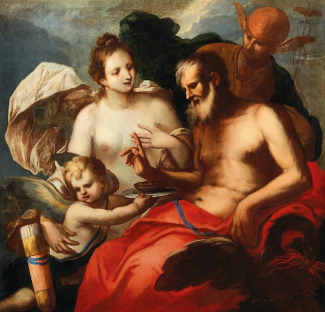 Venetian School - Venus and Cupid, Jupiter and Mercury