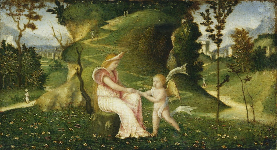 Circle of Giorgione - Venus and Cupid in a Landscape
