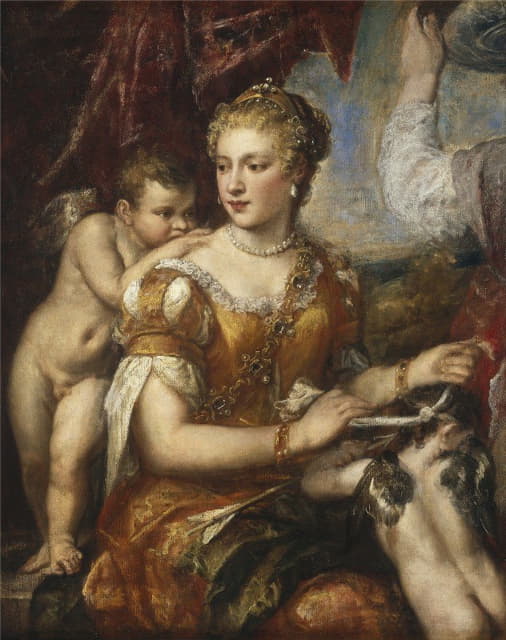 Workshop of Titian - Venus Blindfolding Cupid