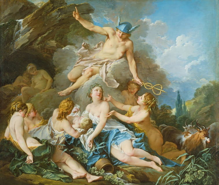 François Boucher - Mercury confiding the Infant Bacchus to the Nymphs