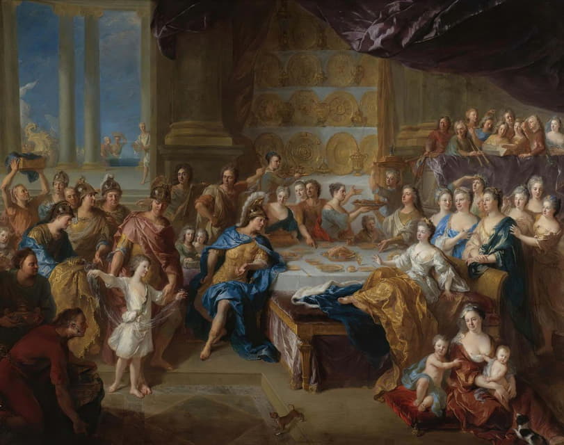 François de Troy - The Feast Of Dido And Aeneas; An Allegorical Portrait Of The Family Of The Duc And Duchesse Du Maine