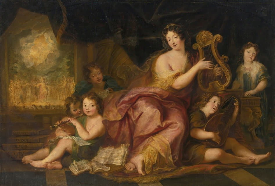 Antoine Coypel - Allegory Of Music (A Portrait Of Mme. De Maintenon With The Natural Children Of Louis XIV)