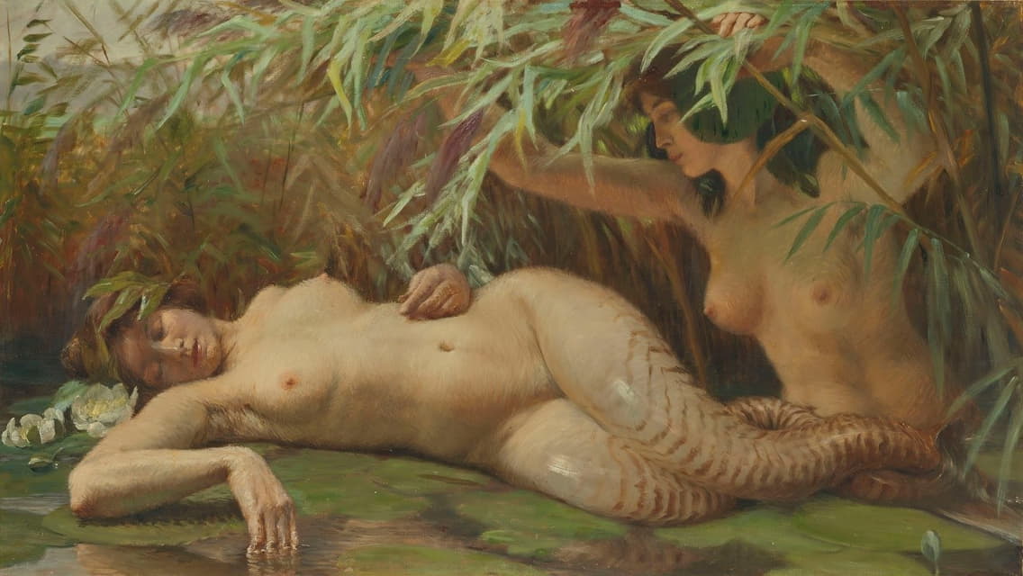 Georges-Marie-Julien Girardot - Nymph discovering a mermaid in the reeds
