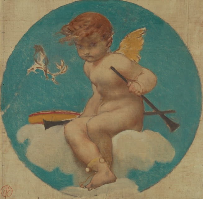 Pierre-Victor Galland - Study for Roundel with Putto Holding Attributes of Music