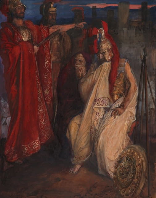 Edwin Austin Abbey - Troilus and Cressida; Before Agamemnon’s Tent (Cressida and her uncle)
