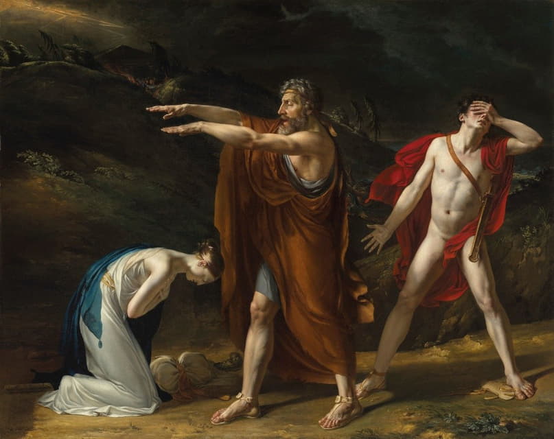 安提戈涅恳求俄狄浦斯解除波利尼西亚人对他的诅咒