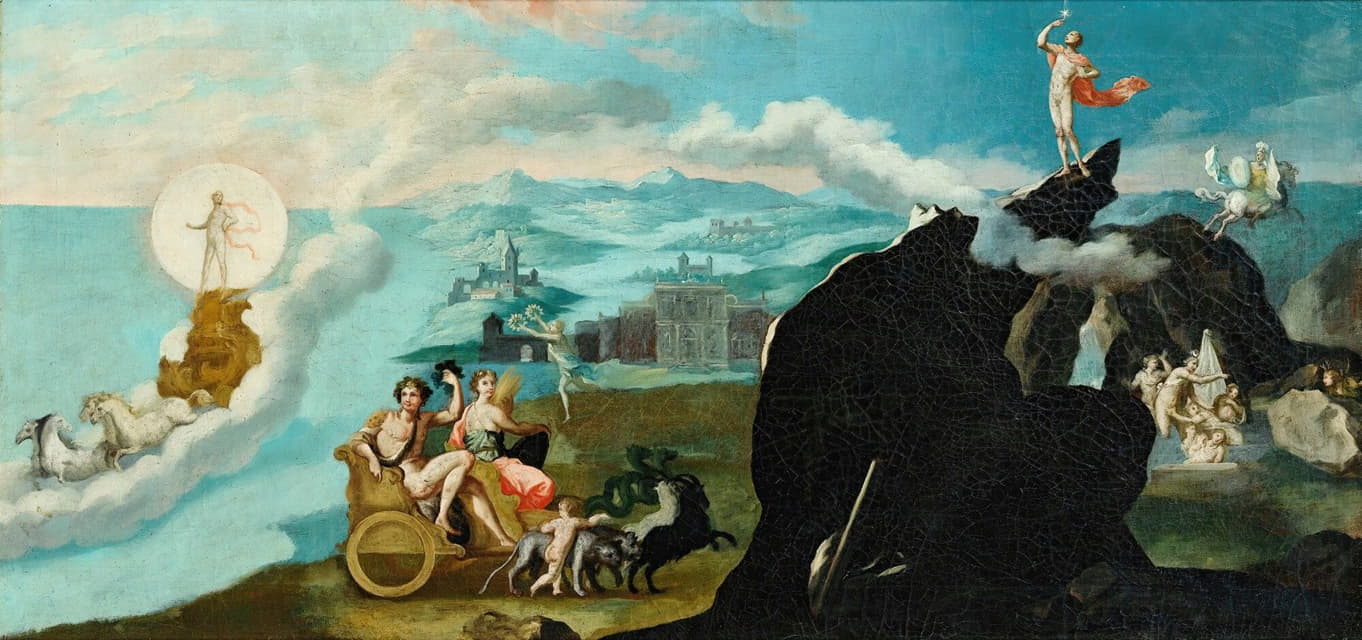 Fontainebleau School - Allegory of summer with gods on the mount olympe