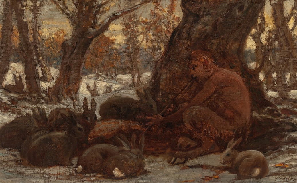 Elihu Vedder - Young Marsyas Charming the Hares