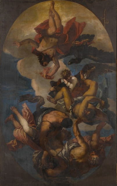 Follower Of Paolo Veronese - Jupiter throwing thunderbolts at the vices